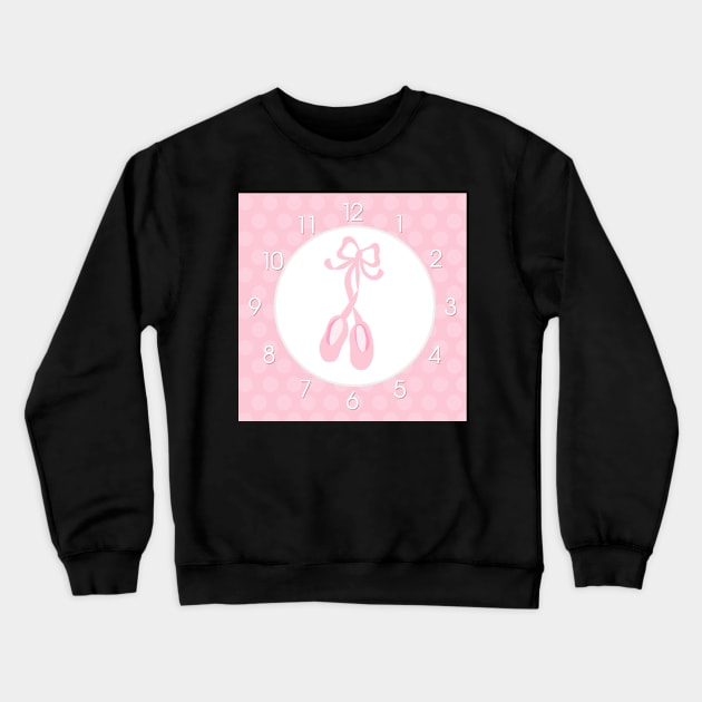 Ballerina Slippers Dancer Ballet Pink Wall Clock Crewneck Sweatshirt by JessDesigns